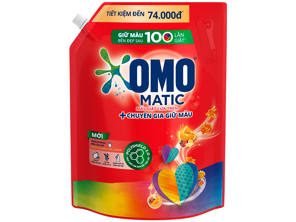 Nước giặt OMO Matic cửa trên chuyên gia giữ màu hương cam và hổ phách túi 3.6kg